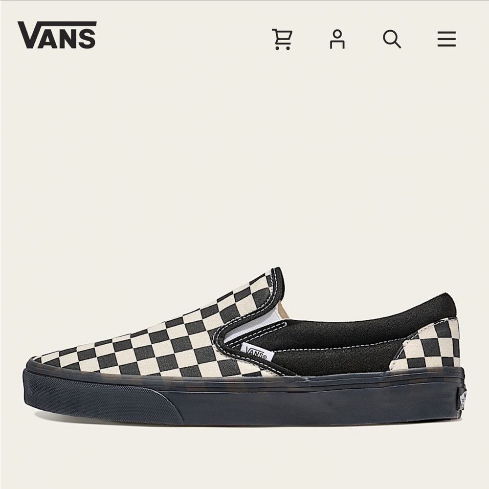 Vans Men's Checkered Slip-On Sneakers - Black and White